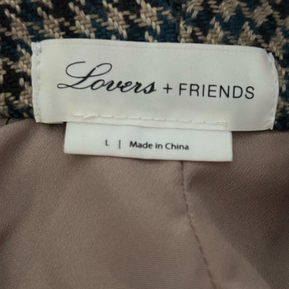 Lovers + Friends Dillion Trouser Pants Houndstooth Teal & Black Sz L - Picture 9 of 10